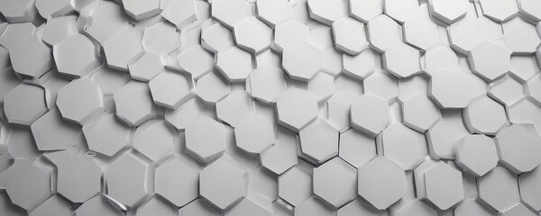 Poster - A repeating pattern of white hexagonal shapes, arranged in a grid-like fashion, creates a visually striking and geometric background.