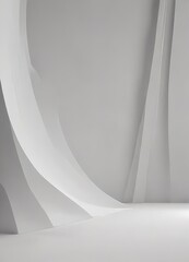 Aufkleber - The image presents a minimalist, abstract interior design featuring a curved wall and a flat floor, with a monochromatic color scheme of white and gray.