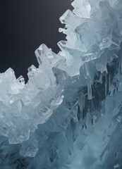 Aufkleber - a close-up view of a large, intricate ice formation with a dark background.