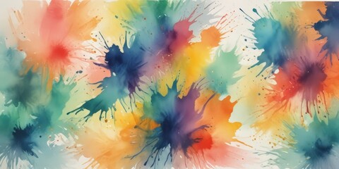 Aufkleber - The image is an abstract painting featuring a vibrant explosion of colors, including red, orange, yellow, green, blue, and purple, with splashes and splotches of each color.