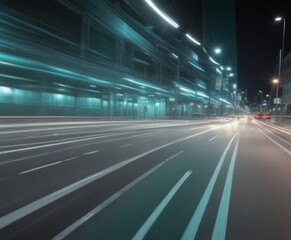 Aufkleber - A night-time city street with blurred car lights streaking across the frame, creating a sense of motion and speed.