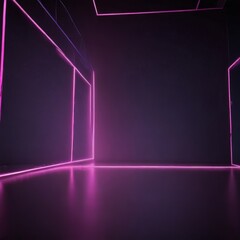 Fototapete - a dark room with a glowing purple line running across the center, creating a sense of depth and perspective.