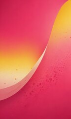 Poster - a vibrant abstract composition with a gradient of pink and yellow hues, accented by splashes of white and black. The central focus is a curved line, which appears to be a wave