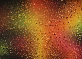 Poster - a close-up view of a textured surface with a gradient of colors, resembling a stained glass window or a colorful mosaic.