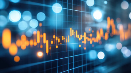 Poster - A graph with orange and blue lines that are connected. The graph is blurry and has a lot of dots