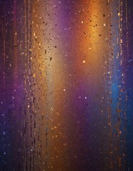 Poster - a close-up view of a glass surface with a colorful, abstract pattern of droplets and specks, creating a vibrant and dynamic visual effect.