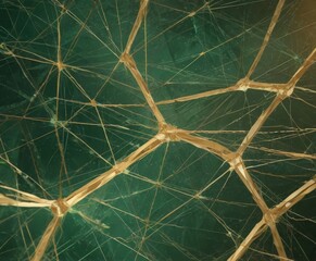 Leinwandbilder - a close-up view of a green marble surface with a complex network of intersecting lines and cracks, creating a visually striking and abstract pattern.