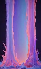 Aufkleber - a vibrant abstract composition featuring a central vertical column of fluid, with splashes of pink and purple extending outward in a dynamic, swirling pattern.