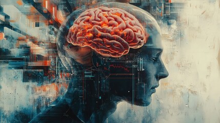 Poster - illustrate a brain wave visualization as part of a digital art piece