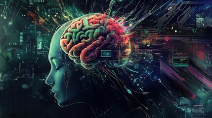 Poster - illustrate a brain wave visualization as part of a digital art piece