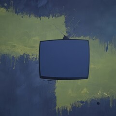 Poster - a television set against a blue and green abstract background.