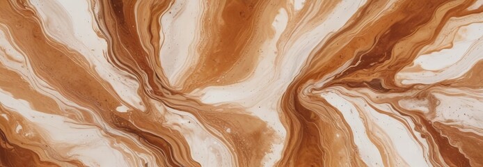 Poster - a close-up view of a swirling pattern of brown and white paint, creating a mesmerizing and abstract visual effect.