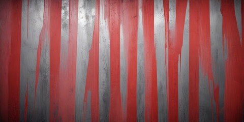 Poster - a vertical striped pattern of red and gray paint on a wall, with the red paint appearing more prominent and the gray paint appearing less prominent.