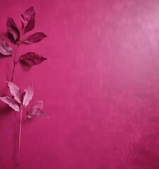 Aufkleber - Pink background with a branch of leaves on the left side.