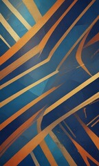 Poster - a vibrant abstract composition of intersecting diagonal lines in various shades of blue, orange, and yellow, creating a dynamic and visually striking pattern.