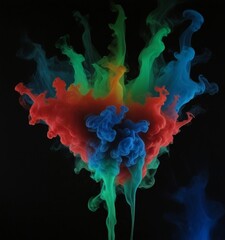 Poster - Vibrant smoke swirls in a dynamic display against a stark black background, creating a captivating visual effect.