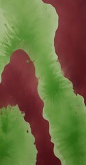 Poster - Abstract painting featuring green and red splatters and drips, creating a dynamic and textured composition.