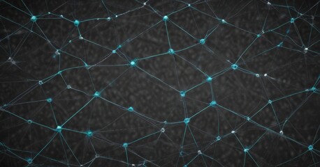 Leinwandbilder - a close-up view of a network of interconnected blue lines and dots, resembling a complex web or a network of nerves, against a dark background.