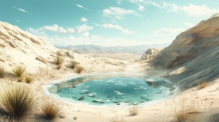 Wall Mural - desert landscape with a pristine, ice-cold water spring.