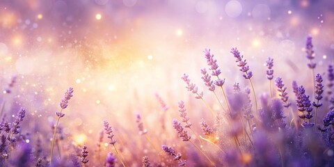 Wall Mural - Ethereal background with lavender and peach particles creating a foggy layer