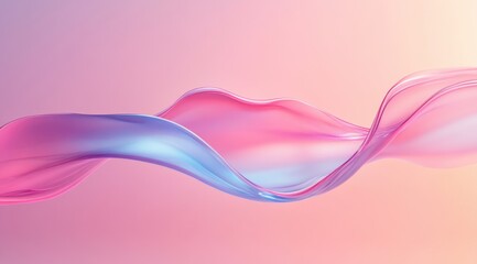 Poster - 3D rendering of a pink and blue liquid wave on a pastel background, with a light color theme, bright and low-contrast