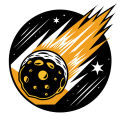 Flaming meteor in space dynamic cosmic design for t-shirt print