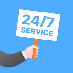 Poster - 24/7 sign icon. Flat style. Vector icon.
