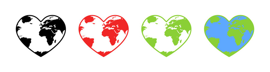 Poster - Love to Earth set icons. Linear and flat style. Vector icons.