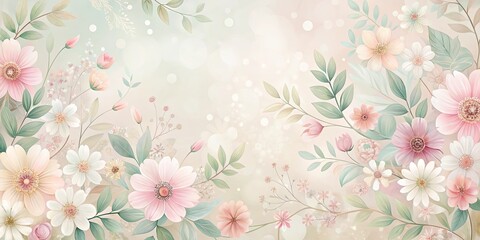 Wall Mural - Soft and delicate abstract floral pattern in pastel colors