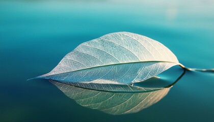 White transparent leaf on water closeup beautiful environment 