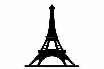 Wall Mural - Eiffel tower illustration. Eiffel tower black silhouette vector illustration on a white background 