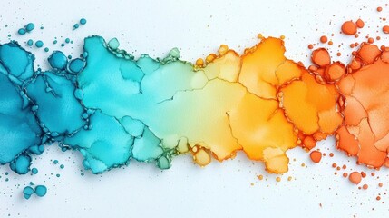 Naklejka na meble Abstract watercolor composition with vibrant hues and fluid strokes resembling a tropical sunset