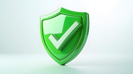 
cartoon 3d Icon safety shield check mark perspective . green symbol security safety icon. Checkmark in minimalistic style. 3d vector illustration. white background