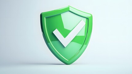 
cartoon 3d Icon safety shield check mark perspective . green symbol security safety icon. Checkmark in minimalistic style. 3d vector illustration. white background