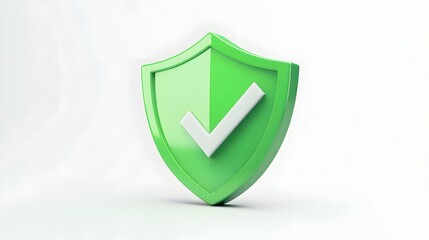 
cartoon 3d Icon safety shield check mark perspective . green symbol security safety icon. Checkmark in minimalistic style. 3d vector illustration. white background