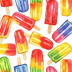 Wall Mural - Watercolor Popsicle Pattern