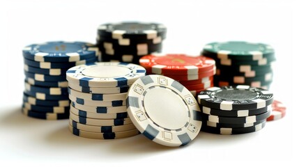 Wall Mural - Casino chips isolated on white background. 