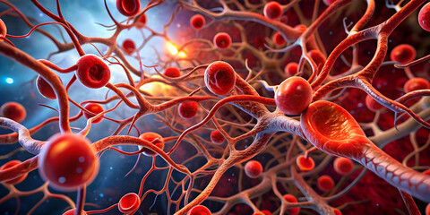 Poster - cosmic neural network: a mesmerizing 3d rendering of a neural network, its intricate web of dendrite