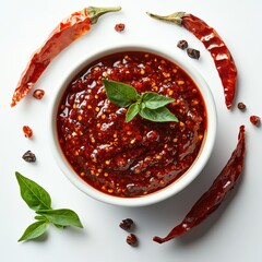 Wall Mural - Chili Paste Sauce on white background