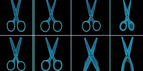 Blue Scissors Abstract Art