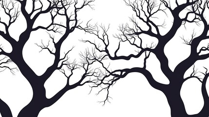 Silhouette of Two Bare Trees Intertwined