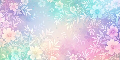 Wall Mural - Soft pastel gradients and floral patterns with shimmering light on wallpaper