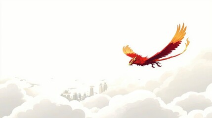 Poster - Phoenix Flying Through Clouds