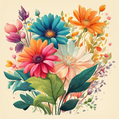 Canvas Print - colorful flower illustration background