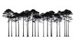 © Raffaza - Silhouette of a Row of Tall Pine Trees Against a White Background