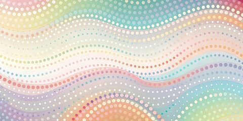 Wall Mural - Abstract Rainbow Dotted Wavy Background: A vibrant and visually captivating abstract background featuring a dynamic pattern of pastel-colored dots arranged in flowing, wavy lines, evoking a sense of m