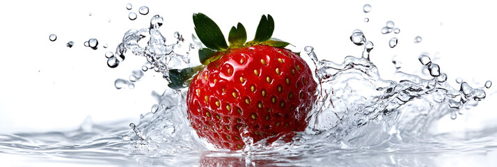 Sticker - Fresh Strawberry Splashing in Water