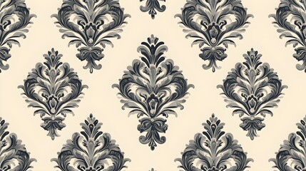 Black and White Floral Damask Pattern