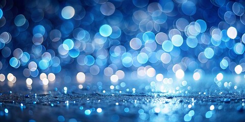 Wall Mural - Calming and serene soft blue bokeh lights creating a peaceful atmosphere at night