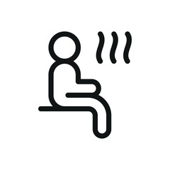 Poster - Man sitting in sauna isolated icon, banya vector icon with editable stroke